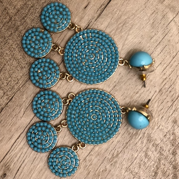Teal beaded earrings - Picture 1 of 1